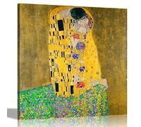 Famosa impresión en lienzo The Kiss by Gustav Klimt reproducción de pintura al óleo moderna colgante enmarcado arte de pared 76 x 76 cm (30 x 30 pulgadas)