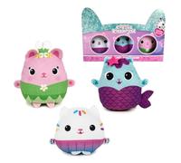 Famosa Softies - Gabby's Dollhouse, Miniplushies Gabby, Minipeluches de los Amigos de Gabby, Incluye a 3 Personajes: Mercat, Kitty Fairy y Cakey con Detalles, Material Suave, Famosa (760024631)