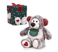Famosa Softies - Happy Christmas, cajita de Navidad con Osito de Peluche marrón de 20 cm, con Lazo Rojo, Detalles navideños, Regalo para Todos, niños y niñas de Cualquier Edad, Famosa (760022341)