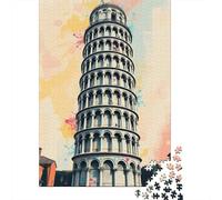 Famosa Torre Inclinada Italiana Puzzle de 1000 Piezas Papel para Adultos Arquitectura Histórica Juego de Puzzle 1000 Piezas Relajación Decoración Regalo Hogar 38x26cm/1000pcs