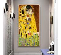 Famoso arte de pared Gustav Klimt The Kiss Painting Canvas Painting Posters and Prints para sala de estar Home Art Decor 80x160cm (32''x63'') Marco interior