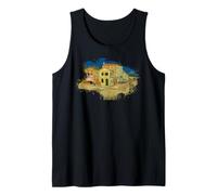 Famoso arte vintage: Yellow House de Van Gogh Camiseta sin Mangas