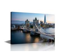 Famoso puente de la torre sobre el río Támesis, decoración de pared para sala de estar, horizonte de Londres, lienzo impreso, arte de pared enmarcado para decoración del hogar, marco de póster de