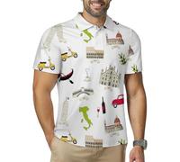 Famous Italian Landmarks - Polo de golf para hombre, de secado rápido, camiseta de tenis de manga corta, Estilo:, 4XL