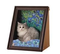 Famous Oil Painting Frame Cardboard Cat House, Art 4D Oil Painting Frame Nest for Artist Kitten, Easy to Assemble Bed Couch Cave Condo Creative Home Decoration (D, One Size)