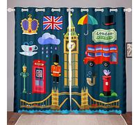 Famous The Big Ben Symbols Cortina de Ventana para Cabina de teléfono con Paisaje Urbano Retro, para , Edificio Moderno de Ciudad,de 46 x 54