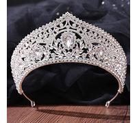 FAMoUsGoods Hecho a Mano Coronas de Hojas de Cristal Accesorios for el Cabello de la Boda tocados for Mujeres Tiaras certamen Joyas for el Cabello Diadema de Boda (Metal Color : Silver White)