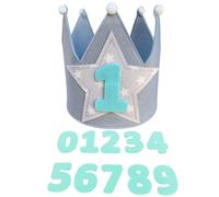 FAMU Land Corona Primer Cumpleaños - Para Bebé, Niño y Niña De 0 a 9 Años - Gorro Original Fiesta Infantil - Diseño Moderno - Números Intercambiables - Regalo Original (AZUL)