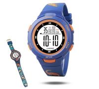 FAMU Land Reloj Digital Niño Dino. Sumergible. Alarma. Cronómetro. De 5 6 7 8 9 10 Años. Correa de Silicona con Dinosaurios Pequeños. Cumpleaños. Navidad. Dino Watch (Azul)