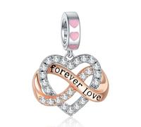 Famuan Amor para Siempre Charms para Mujeres Colgante de Plata de Ley para Pulseras Collar Día de la Madre Día de San Valentín Cumpleaños Navidad Regalos de Joyería para Mamá Amigos