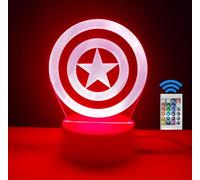 famvacor Lampara LED decorativa superheroes Superman, Batman, Capitan America Mando a distancia 16 colores (Capitan America)