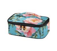 famyily Bolsa de almuerzo azul con diseño de peonías retro para mujer, bolsa térmica térmica para adultos, loncheras para hombres, para salir, bolsa de almuerzo de cachemira en el paraíso