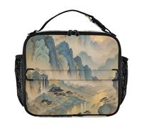 famyily Bolsa de almuerzo de poesía de paisaje para mujer, con doble cremallera, para adultos, con asa, para el trabajo, la oficina