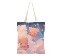 famyily Bolsa de lona con diseño de oso marrón de dibujos animados para mujer