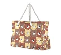 famyily Bolsa de playa a prueba de arena de oso marrón con bolsillos laterales, impermeable, bolsa de playa, bolsa de piscina, bolsa de trabajo, bolsa de compras