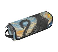 famyily Bolsa de viaje para herramientas para el pelo con alfombrilla extraíble resistente al calor, funda de transporte portátil para rizador, alisador, secador de pelo, estilo Van Gogh, gato negro