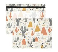 famyily Bolsas para lápices con cremalleras suaves, bolsa de almacenamiento para cartas de papel A4, paquete de 2 suministros universitarios para profesores, boho, cactus vasto desierto