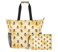 famyily Bumble Bee Honey Bees - Bolsa grande a prueba de arena con cremallera y bolsillos de malla, 2 bolsas de fin de semana para juguetes, bolsa de piscina, accesorios de playa