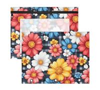 famyily Carpeta para lápices, carpetas de bolsillo resistentes para papel A4, cartas, paquete de 2 unidades, suministros escolares, flores coloridas, búfalo