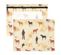 famyily Estuche para lápices adorable para bolígrafos A4, carta, paquete de 2 suministros de arte para profesores, almacenamiento de botas vaqueras occidentales, vaqueros, vasto desierto