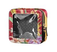 famyily Florals Lily Canna - Bolsa de maquillaje transparente impermeable para artículos de tocador, bolsa de cosméticos para viajes, Florals Lily Canna Red, 1 size