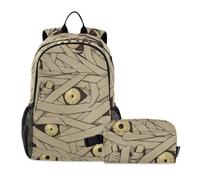 famyily Horror Mummy Zombie All Saints' Day Happy Halloween - Mochilas para niños con fiambrera, mochila escolar para niños con fiambrera, mochila y lonchera para niños de 8 a 10 años