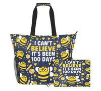 famyily I Can't Believe It's Been 100 Days Of School - Bolsas resistentes para mujer con cremallera y bolsillos de malla, 2 bolsas de fin de semana para juguetes, bolsa de piscina, accesorios de playa