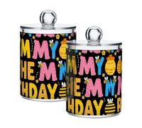 famyily Im The Birthday Boy Bee Honey - Cajas de almacenamiento de plástico transparente con tapa Dresser Essentials, contenedor de almacenamiento decorativo para hisopos de algodón, almohadillas de