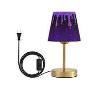 famyily Lámparas de mesa con purpurina morada, regulables, de 3 vías, con pantalla de tela, para dormitorio, sala de estar, habitación de los niños, base de metal S