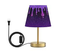 famyily Lámparas de mesa de 3 vías regulables con purpurina morada con pantalla de tela para dormitorio, sala de estar, habitación de los niños, base de metal M