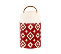 famyily Lonchera aislada al vacío de acero inoxidable con patrón navideño rojo y blanco con cuchara para pasta de desayuno, 17 onzas