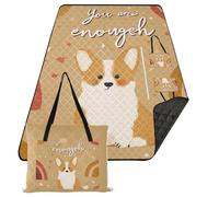 famyily Manta de picnic para césped sin arena, 203.2 x 395.7 cm, para mujeres, cobija de concierto de los años 30, lindo corgis arcoíris vintage