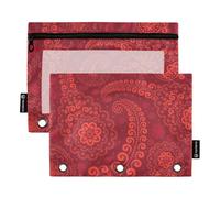 famyily Merry Christmas - Estuche de plástico con ventana transparente para lápices, 3 anillos, para aula, escuela, oficina, multicolor, 2 unidades