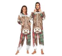 famyily Pijama unisex de una pieza para adultos, disfraz para parejas, con capucha, talla XS, bufanda escocesa de ganado de las tierras altas, Bufanda escocesa para ganado de las Tierras Al, XX-Large