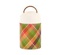 famyily Recipiente de almuerzo aislado al vacío de acero inoxidable con patrón navideño rojo y verde con cuchara para almuerzo, helado, 17 onzas