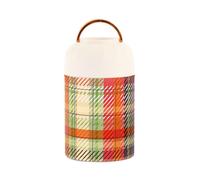 famyily Recipientes de alimentos calientes aislados al vacío de acero inoxidable con patrón navideño rojo y verde para almuerzo con cuchara para adultos avena durante la noche, 17 onzas