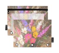 famyily Rose Snapdragon Gladiolus - Estuche de tela para tres anillos con agujeros para carpeta, organizador de papelería para estudiantes, color marrón