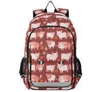 famyily State Bags - Mochila para niños de 8 a 12 años: bolsas ajustables para libros para niños en varios colores - Terracota única de cerdo para mascotas