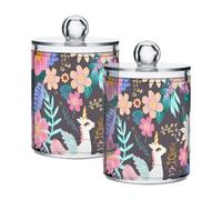 famyily Summer Multicolor Flower Brilliance - Organizador de almacenamiento de plástico transparente con tapa, Pantry Essentials, contenedor de almacenamiento decorativo para hisopos de algodón