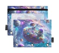 famyily Surrealism Children's Day in Universe - Carpeta con cremallera y anillas transparentes para lápices, estuche grande y resistente de 3 anillos para guardar suministros escolares y de oficina