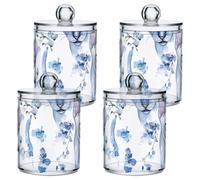 famyily Sweet Sphynx Cats - Organizador de maquillaje de plástico transparente blanco con tapa, artículos esenciales de baño, cubo de almacenamiento decorativo para hisopos de algodón, almohadillas de