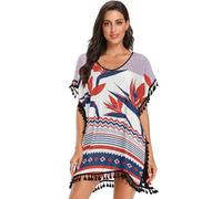 famyily Traje de baño para mujer, frente abierto, salida de playa, ropa de playa, ropa de club, S-L, flor del paraíso, étnica, Paradise Flower Ethnic, M