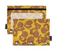 famyily Ukiyo-e - Carpeta con cremallera y ventana transparente, estuche de plástico grande y resistente, 3 anillos para escuela, oficina y hogar, multicolor, 2 unidades