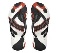 famyily Yellow Hair Bunny Anime Black White Red Paint Waves - Chanclas de goma ligeras para mujer para el hogar, Olas de pintura negra, blanca y roja, Small Narrow