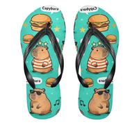 famyily Yellow Hair Bunny Anime Cartoon Cute Capybaras - Chanclas de goma para mujer para playa, Lindas capibaras de dibujos animados, X-Small X-Narrow