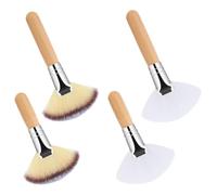 Fan Brush Set, 4 piezas Fan-Shaped Powder, 4,53 x 2,48 in Brushes, Soft Bristles Wooden Handle, Facial Makeup Blush Powder, Cosmetic Applicators Tools for Women & Girls