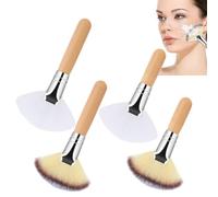 Fan Brushes Makeup, Fans Shaped Powder Brush Set, 4,53 x 2,48 pulgadas, Soft Bristles Wooden Handle, Smooth Blend Application for Face Make Up and Beauty Routines, Wood Color