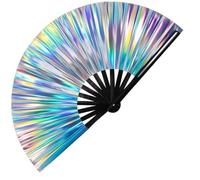 Fan de Mano Plegable del delirio Grande Brillo Chispeante con la Fan PDA Laser Funda para Verano