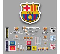 fan decor Pack Pegatinas Oficial FC Barcelona - 35 Stickers Barça Oficiales en Vinilo - Impermeables, Removibles - Para Portátil, Móvil, Mochila, Fiesta - Regalo Niños - 70x40cm