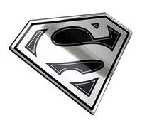 Fan Emblems Calcomanía de Coche cromada con cúpula de Superman - Logotipo clásico (Negro y Cromo)
